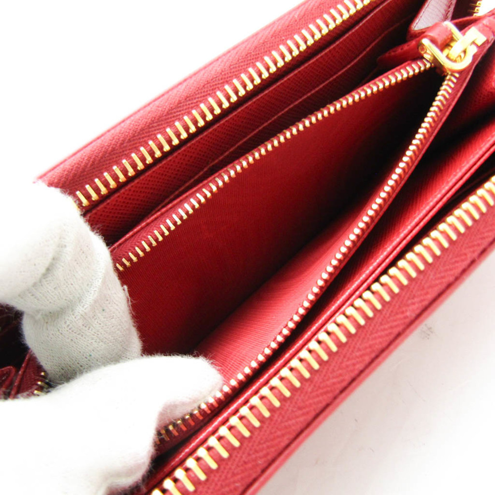 Prada Saffiano SHINE 1ML506 Women's Leather Long Wallet (bi-fold) Red Color - Picture 4 of 11